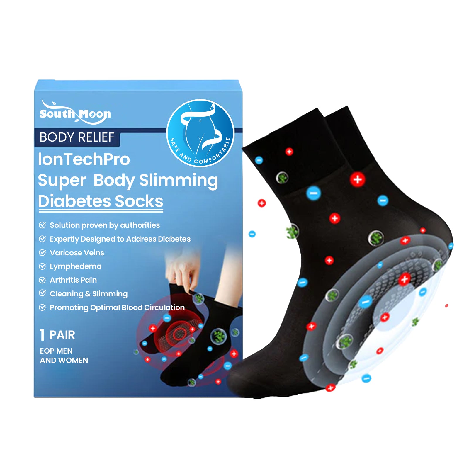 South Moon Lon Tech Pro Super Body Slimming Diabetes Socks, Breathable Soft And Comfortable Non-slip Foot Care Socks